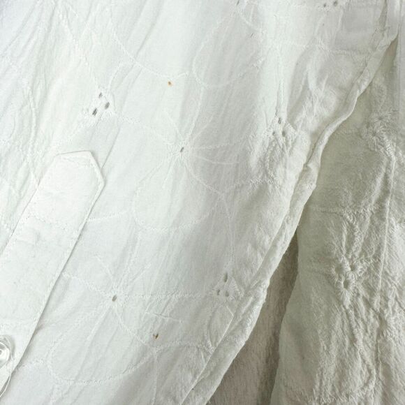 Finley Fishing Shirt White Eyelet Size Small Embroidered Cotton Vented Roll Tab - Picture 7 of 10